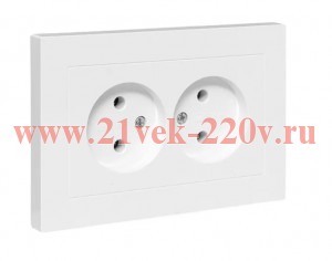 Розетка 2-м СП Эпика 16А без заземл. без защ. шторок с рамкой механизм бел. EKF UP1-SOW-200