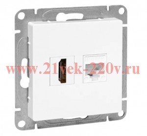 Розетка СП Эпика HDMI+RJ45 (cat5) механизм бел. EKF UP1-SOW-HDMI+RJ45