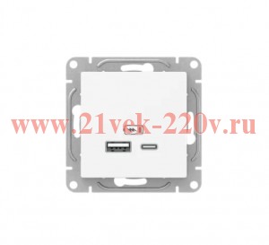 Розетка СП Эпика USB-A+С механизм бел. EKF UP1-SOW-USBA+USBC