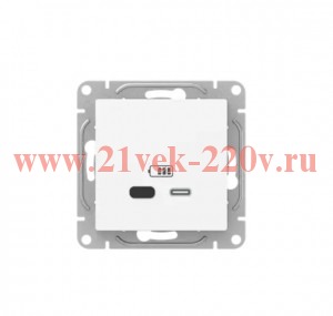 Розетка СП Эпика USB-С быстрая механизм бел. EKF UP1-SOW-USBCF