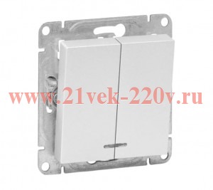 Выключатель 2-кл. СП Эпика с подсветкой механизм алюм. EKF UP1-SWA-24