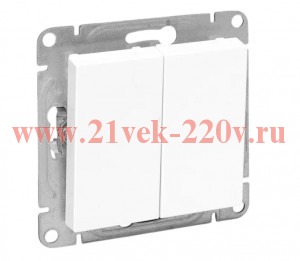Выключатель 2-кл. СП Эпика механизм бел. EKF UP1-SWW-20