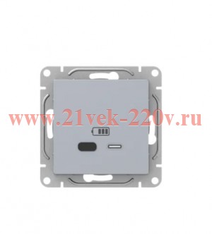 Розетка СП Эпика USB-С быстрая механизм алюм. EKF UP1-SOA-USBCF