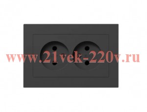 Розетка 2-м СП Эпика 16А без заземл. без защ. шторок с рамкой механизм черн. EKF UP1-SOB-200