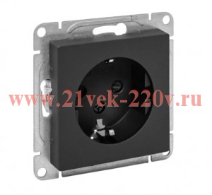 Розетка СП Эпика 16А с заземл. защ. шторки механизм черн. EKF UP1-SOB-111