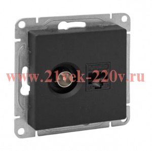 Розетка телевизионная и компьютерная СП Эпика TV+RJ45 кат.5 механизм черн. EKF UP1-SOB-TV+RJ