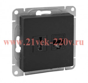 Розетка СП Эпика HDMI+RJ45 (cat5) механизм черн. EKF UP1-SOB-HDMI+RJ45