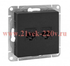 Розетка компьютерная 2-м СП Эпика RJ45 кат.5 механизм черн. EKF UP1-SOB-2RJ45-5