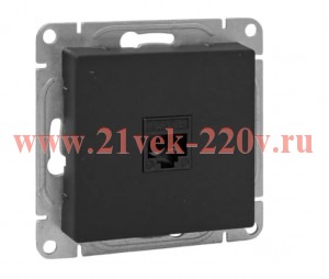 Розетка телефонная 1-м СП Эпика RJ11 механизм черн. EKF UP1-SOB-RJ11