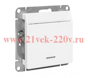 Выключатель карточный Эпика с подсветкой механизм бел. EKF UP1-SWW-card