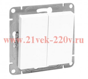 Выключатель проходной 2-кл. СП Эпика механизм бел. EKF UP1-SWW-21