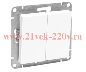 Выключатель кнопочный 2-кл. СП Эпика механизм бел. EKF UP1-SWW-23