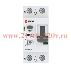 Устройство защиты от дугового пробоя с автоматическим выключателем (УЗДП) 1P+N C 10А 6кА PROxima EKF