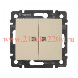 Выключатель двухклавишный Legrand Valena с подсветкой слоновая кость