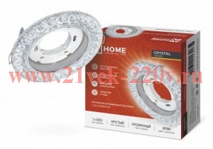Светильник встраиваемый GX53R-crystal R32L-CC с подсветкой 4К под GX53 прозрачн./хром IN HOME 469061