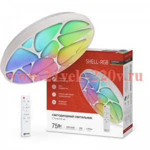 Светильник светодиодный COMFORT SHELL-RGB 75Вт 230В 3000-6500К 6000лм 495х85мм с пультом ДУ IN HOME