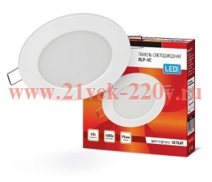 Светильник светодиодный RLP-VC 6Вт 230В 4000К 420лм 95мм IP40 панель круглая бел. IN HOME 4690612023
