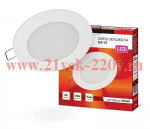 Светильник светодиодный RLP-VC 6Вт 230В 6500К 420лм 95мм IP40 панель круглая бел. IN HOME 4690612024