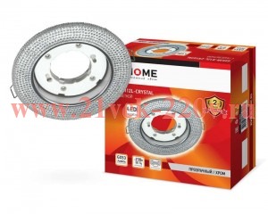 Светильник точечный GX53R-crystal R12L GX53 IP20 230В встраив. с подсветкой прозр./хром. IN HOME 469