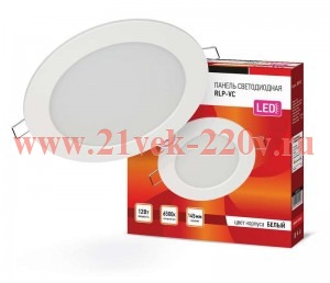 Светильник светодиодный RLP-VC 12Вт 230В 6500К 960лм 145мм IP40 панель круглая бел. IN HOME 46906120
