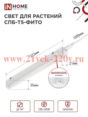 Прожектор светодиодный ФДО STD-ФИТО красн./син. спектр 100Вт IP65 черн. IN HOME 4690612065052