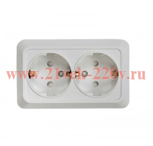 Розетка 2-м BOLLETO защ. шторки с заземл. накл. 7128х бел. ASD / IN HOME 4690612000961