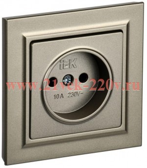 Розетка СП BRITE РСР10-1-0-БрШ 10А в сборе без заземл. без защ. шторок шампань IEK BR-R10-10-K37-F