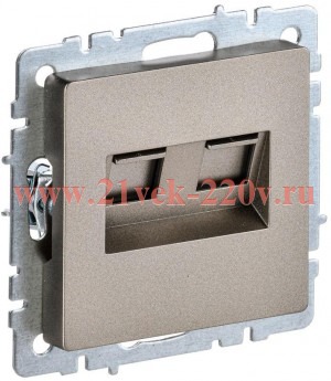 Розетка компьютерная двойная СП RJ45 кат.6 BRITE РК11-2-БрШ шампань IEK BR-K20-2-K37