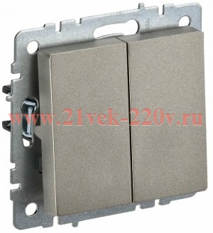 Выключатель 2-кл. BRITE 10А ВС10-2-9-БрШ для отелей с индикацией шамп. IEK BR-V20-2-10-K37