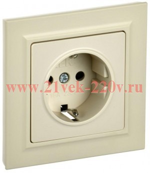 Розетка ИЭК BRITE 2P+E Schuko со шторками 16А в сборе бежевый (РСР14-1-0-БрКр) BR-R14-16-K10-F