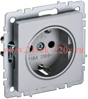 Розетка ИЭК BRITE 2P+E Schuko со шторками 16А алюминий (РС14-1-0-БрА) BR-R14-16-K47