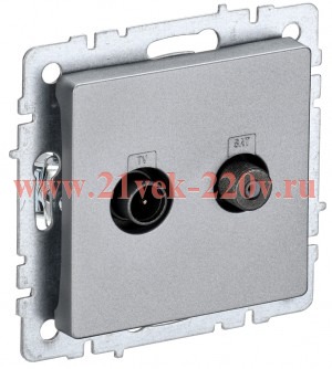Розетка двойная ИЭК BRITE TV+SAT алюминий (РТВ/РСп12-БрА) BR-AF20-O-K47