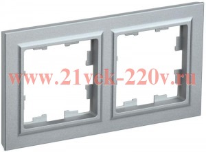 Рамка на 2 поста ИЭК BRITE алюминий (РУ-2-БрА) BR-M22-K47