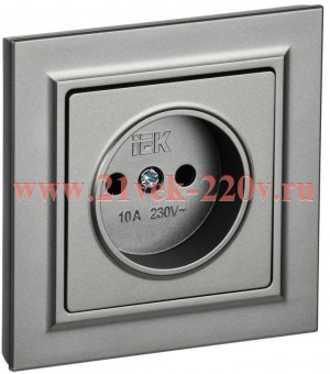 Розетка СП BRITE РСР10-1-0-БрС 10А в сборе без заземл. без защ. шторок сталь IEK BR-R10-10-K46-F