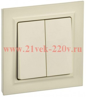 Выключатель 2-клавишный ИЭК BRITE 10А в сборе бежевый (ВСР10-2-0-БрКр) BR-V20-0-10-K10-F