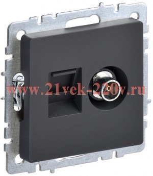 Розетка двойная ИЭК BRITE TV+RJ45 кат.5E графит (РТВ/РК12-БрГ) BR-AK20-1-K53