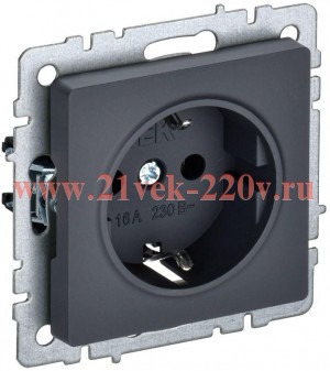Розетка ИЭК BRITE 2P+E Schuko со шторками 16А графит (РС14-1-0-БрГ) BR-R14-16-K53