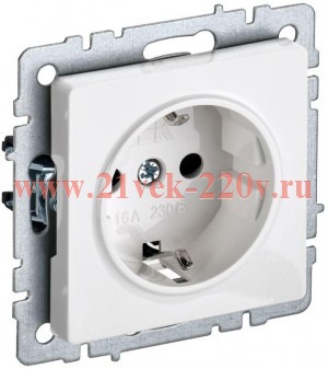 Розетка ИЭК BRITE 2P+E Schuko со шторками 16А в сборе белый (РСР14-1-0-БрБ) BR-R14-16-K01-F
