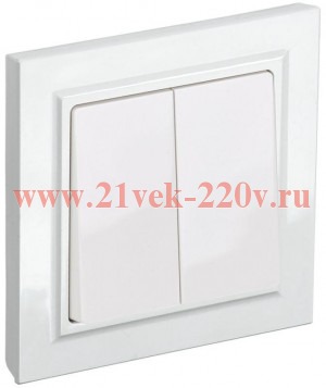 Выключатель 2-клавишный ИЭК BRITE 10А в сборе белый (ВСР10-2-0-БрБ) BR-V20-0-10-K01-F