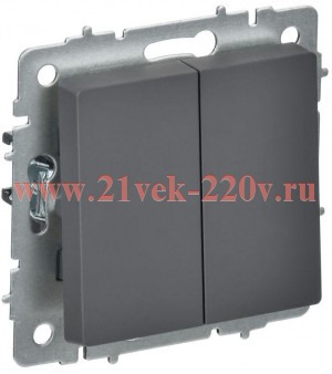 Переключатель перекрестный 2-клавишный ИЭК BRITE 10А графит (ВС10-2-3-БрГ) BR-V23-0-10-K53