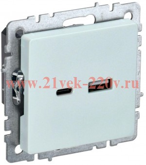 Зарядка ИЭК BRITE USB A+С 3,1А жемчуг (РЮ11-1-БрЖ) BR-U22-018-K36