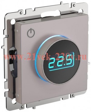 Термостат электронный с индикацией ИЭК BRITE 16А с датчиком 2,4м в комплекте жемчуг (ТС10-1-БрЖ) BR-RT11-K36