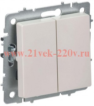 Переключатель перекрестный 2-клавишный ИЭК BRITE 10А жемчуг (ВС10-2-3-БрЖ) BR-V23-0-10-K36