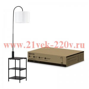 Светильник напольный под лампу этажерка ТНО 08КВ-Е27USB-WB USB-C бел. абажур/черн. корпус IN HOME 46
