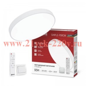 Светильник светодиодный SCANDY SIMPLE-95RCW 95Вт 3000-6500К 7600лм 230В 400х50мм с пультом ДУ бел. I