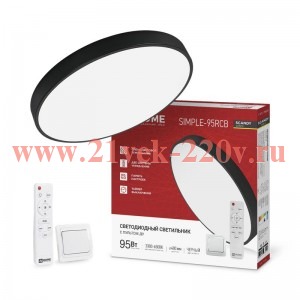 Светильник светодиодный SCANDY SIMPLE-95RCB 95Вт 3000-6500К 7600лм 230В 400х50мм с пультом ДУ черн.