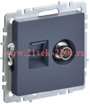 Розетка двойная ИЭК BRITE TV+RJ45 кат.5E маренго (РТВ/РК12-БрМ) BR-AK20-1-K35