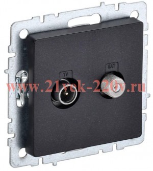 Розетка двойная ИЭК BRITE TV+SAT черный (РТВ/РСп12-БрЧ) BR-AF20-O-K02