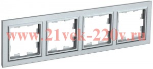 Рамка на 4 поста ИЭК BRITE алюминий (РУ-4-БрА) BR-M42-K47