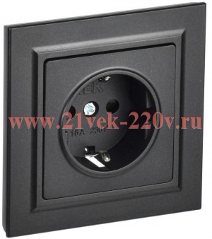 Розетка ИЭК BRITE 2P+E Schuko со шторками 16А в сборе черный (РСР14-1-0-БрЧ) BR-R14-16-K02-F